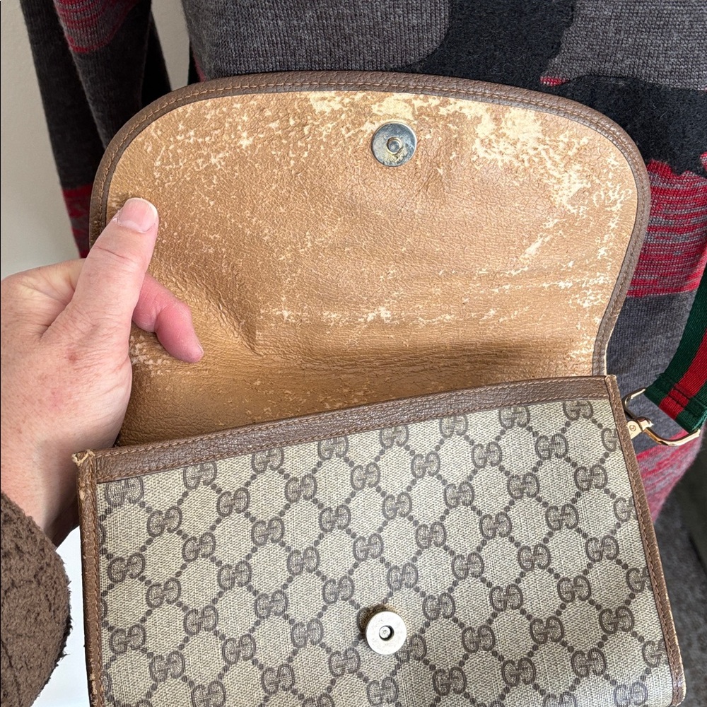 Gucci Ladies Sherry Line Monogram Clutch/Shoulder bag-VINTAGE - Picture 9 of 16